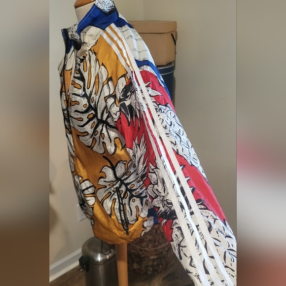 Colorful Adidas X Farm Palm Print Three Stripes Windbreaker Jacket - Picture 2 of 5